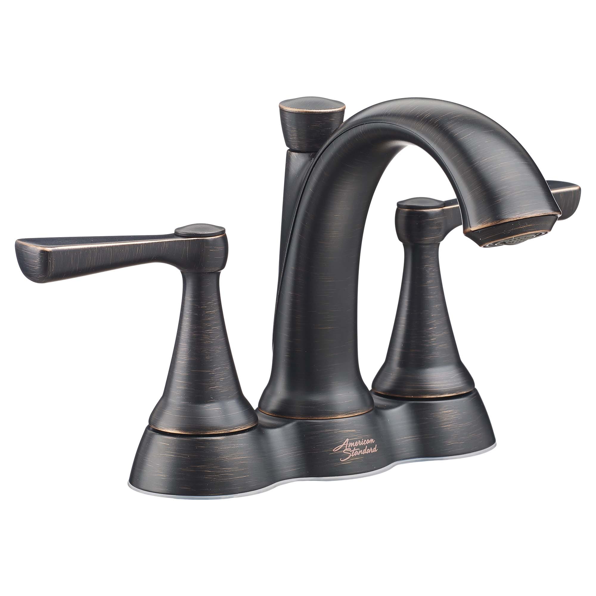 Kempton 4 In Centerset 2 Handle Bathroom Faucet 12 GPM with Lever Handles LEGACY BRONZE